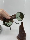 Ww2 Green Lens Goggles Steampunk Bhm Pilot Aviator Glasses Leather Sides