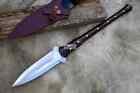 Custom Handmade Carbon Steel Hunting Viking Spear Knife W wooden Handle   Sheath