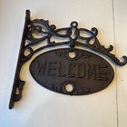 Garden Welcome   Go Away Swivel Spin Sign Cast Iron Vtg Rustic  Heavy Duty