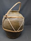 Dreamy  15  Chinese Stoneware   Woven Rattan Rice Wine Jug Jar Pot Antique
