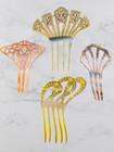 Lot 4 Antique Celluloid Hair Combs   Art Deco 1920s Edwardian   Rhinestones