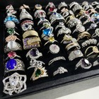 20 100pcs Wholesale Bulk Lot Women s Vintage Crystal Metal Jewelry Mixed Rings