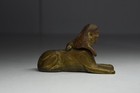 Vintage Brass Sphinx Inkwell Egyptian Revival Metal Home Decor Miniature Desk