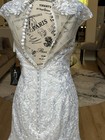 Wg024 Nwt White Lace Wedding Gown Size 10 V-neck Button Back Chapel Train