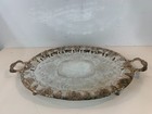Vtg Barbour Silverplate Large Footed Serving Tray With Floral Decorations  5610