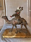 Vintage Artemetalica Bronze Camel Armed Rider On A Camel  Mounted On A Marble