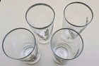Set Of 4 Vintage Mid-century Silver Wheat Glass Tumblers - Platinum Rim Mcm