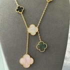 Clover 6 Motifs Necklace 925 Silver 18k Gold Plated Mother Of Pearl Onyx