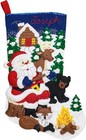 Bucilla Christmas Felt Stocking Applique Kit 18  Long Santa s Black Bear Cabin