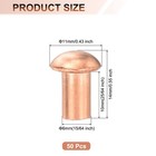 50 Pcs 15 64  X 25 64  Round Head Copper Solid Rivets Fasteners