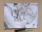 Male Nude Original 100  Drawing  Ink Pen On Paper   Large Painting   Monochrome