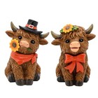  Fall Gnomes Decor Highland Cow Set Of 2 -fall Resin Cattle Decorations For 