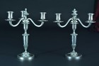 Antique Pair Of Candle Holders Louis Xiv Bronze Silver Signed 3 Fire 19 Th Lamp