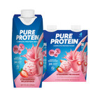 Pure Protein Shake  Strawberry Milkshake  30g Protein  11 Fl Oz  4 Count 