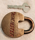 Vintage Winchester Brass Padlock With Key Collectible Lock Working Antique