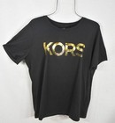 Michael Kors Women s Blouse Xl Goldtone Kors Logo Black Top Shirt Nwt
