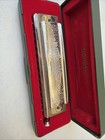 Hohner Chromonica 270 Chromatic Harmonica Key Of C Silver Metal wood W  Case