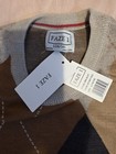 Faze 1 Boys Pullover Sweater Argyle Knit Brown Gray Black L  14 16 