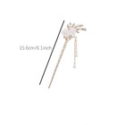 Rhinestone Pearl Flower Hair Stick  2pc Chinese Tassel Hairpins  Vintage Crystal