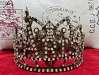 Antique French Paris Crown Tiara Paste Rhinestone Gothic Theatrical Headpiece