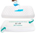 Waterproof Crib Mattress Protector 52 x28  Fitted Quilted Noiseless Mattress Pad