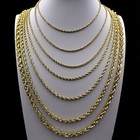 10k Yellow Gold 2mm-6mm Diamond Cut Rope Chain Necklace Mens Womens 16 - 30 