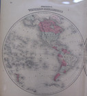 Antique Hand Colored World Map Johnson s Eastern Western Hemisphere  1864
