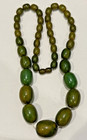 Vintage Art Deco Marbled Green Bakelite Graduated Bead Necklace 25-1 2  Long