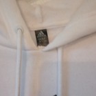 Adidas White Fleece Pullover Hoodie Men s L Hooded Drawstring Logo Long Sleeve