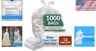 Durable 13 Gallon Clear Trash Bags - 1000 Count Bulk Kitchen Garbage Liners