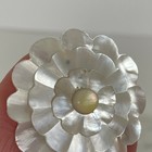 Antique Carved Shell Flower Brooch Victorian Edwardian   Mother Of Pearl Mop Vtg