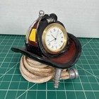 Red Hats Of Courage Vanmark  Clock Handcrafted Fire Helmet Firefighter Hose