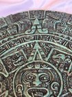 Vintage Aztec Mayan Sun Calendar Stone Crushed Malachite Green Wall Plaque