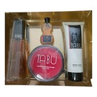 Vtg Tabu By Dana Fragrance Set  Spray Cologne  Sparkling Dusting Powder  Lotion