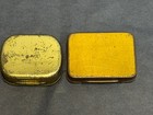 2 Antique German Gramophone Phonograph Needle Tin Box Dog baby Marschall Golden