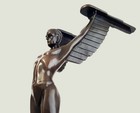 Bronze Art Deco Sculpture Icarus Greek Mythology Winged Figure On Marble Base