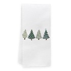  Farmhouse Vintage Waffle Kitchen Towel Dish Towel Green Christmas Tree