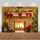 Dhxxsc 7x5ft Christmas Photography Backdrop Fireplace Decoration Studio Backd   