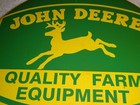 Vintage John Deere Farm Equipment 11 3 4  Porcelain Metal Deer Gasoline Oil Sign