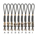 Black 550 Paracord Lanyard With Brass Skull Knife Bead For Knife Keychain