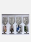 Neiman Marcus Clear Figural Christmas Holiday Mixed Wine Glass Set Of 4  