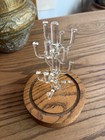 Vintage Glass Thimble Display Tree Glass Dome Display Case With Oak Base