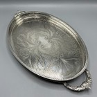 Vintage Silver Plated Gallery Serving Tray Handles Tea Drinks Cocktail English