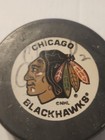 Erich Weinrich  2 Autographed Chicago Blackhawks Hockey Puck Inglasco 
