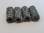 4 Antique Glass Venetian African Mosaic Millefiori Trade Beads Green Star Large
