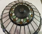 Vintage Tiffany Style Stained Glass Lamp Shade Purple Flower Deco Round 14  X 7