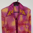 Hobby Horse Western Show Shirt Womens Large Pink Full Zip Riding Rhinestone
