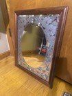 Vintage Floral Magnolia Painted Mirror With Wooden Frame 22     18   