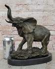 Bronze Metal Elephant W  Raised Trunk Statue Sculpture Figure Figurine 12  X 14 