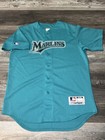 Vintage Majestic Mlb Florida Marlins Teal Blue Mesh Baseball Jersey M Fits L